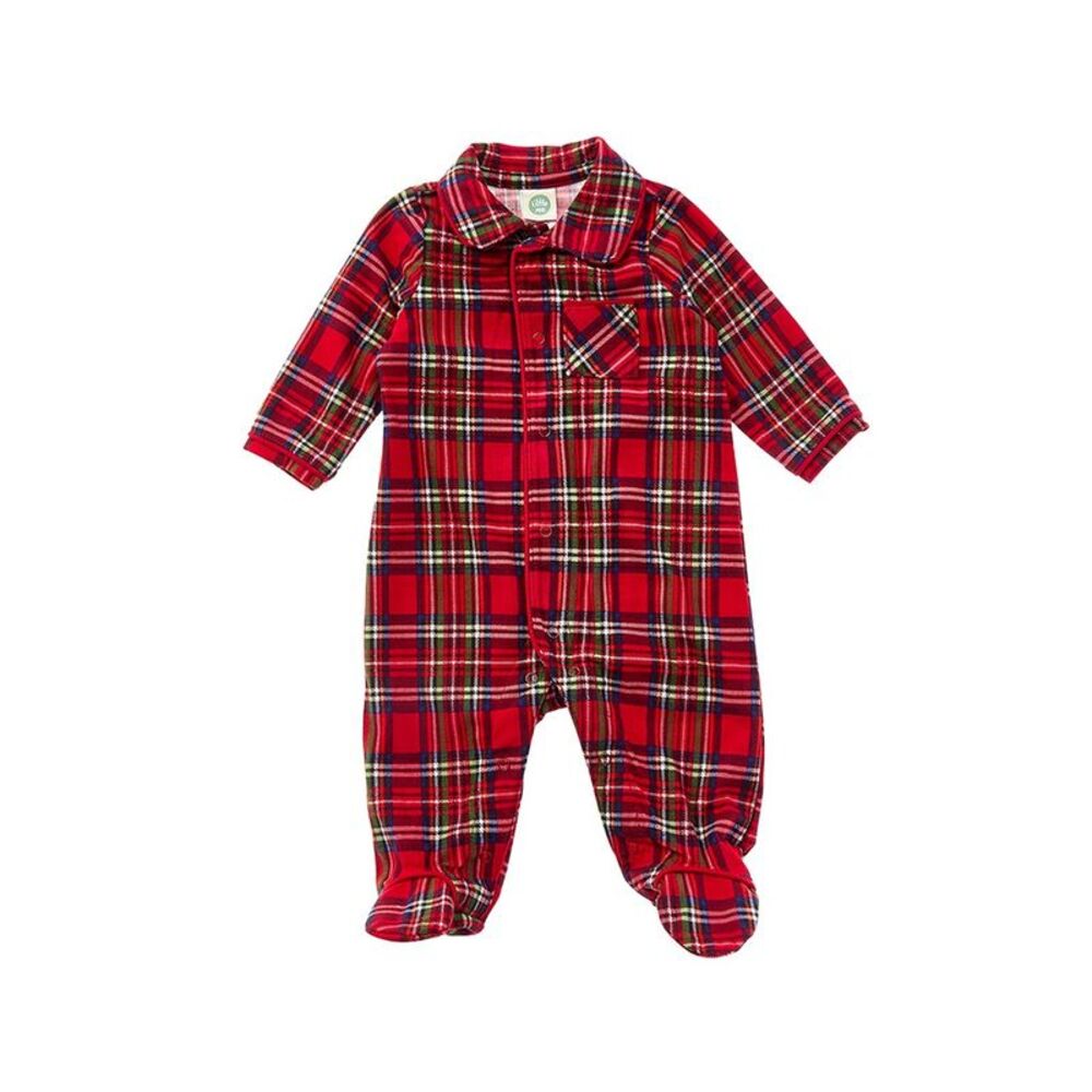Little Me Girls Plaid Footie